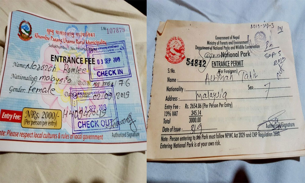 Costs for your Everestpermits 